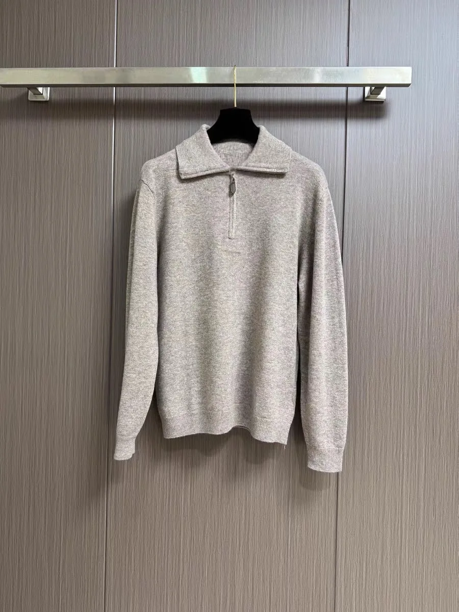 

Italian Sle Luxury Men's Woolen Sweater f Zipper Collar Warm Autumn Winter Busin Casual Loose Fit Long Sve Knitwear