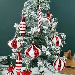14Pcs/box Christmas Candy Cane Red Ball Ornaments Xmas Tree Hanging Pendants Navidad New Year Home Decorations 2024 Natal Gift