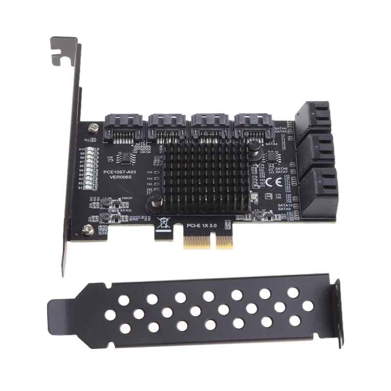 PC PCIe to 10 Port SATA3.0 Expansion Card SSD Solid   Adapter Card