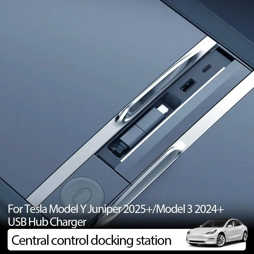   لـ Tesla ModelY Juniper 2025+ 2024+ شاحن محور USB مخصص داخل السيارة يدعم شحن USB-C سريع وشحن الساعة J4E8