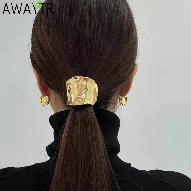 Korea Metal Insert Hairpin High Grade Copper Cast Concave and Convex Craft Hair Buckle Ponytail Retro Clip Hair fork Hair Clip