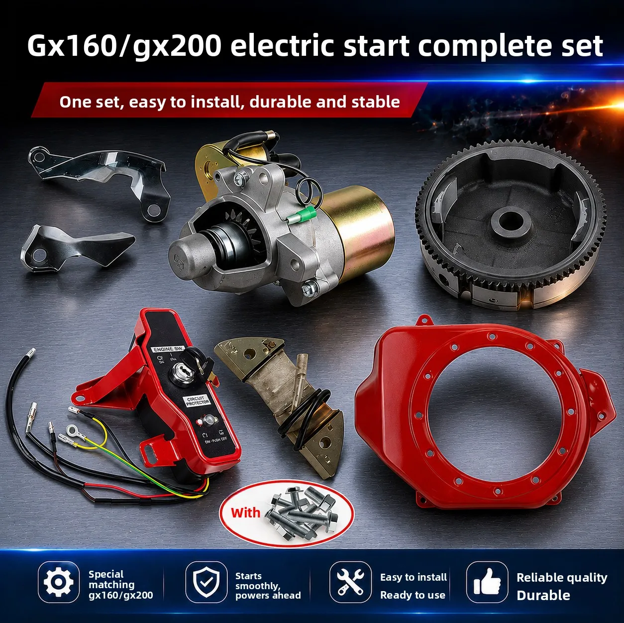 168F 188F GX 160 200 GX390 Engine Hand Start Modified Electric Starter Motor