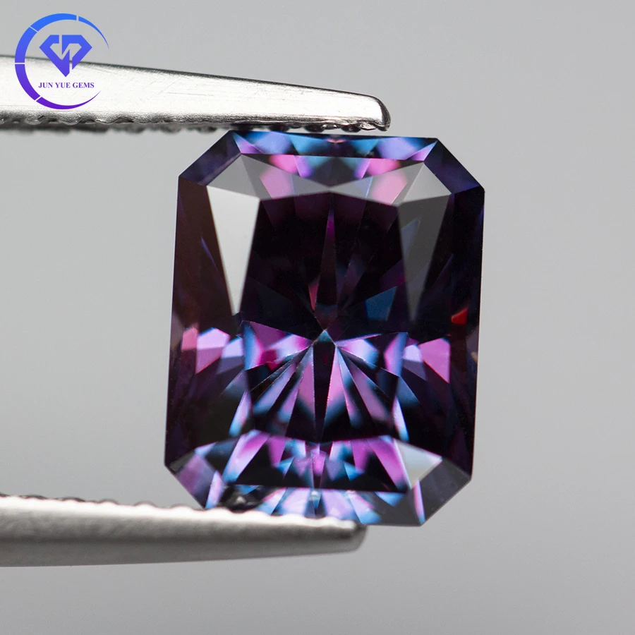 Royal Purple Moissanite Stone Radiant Cut 1.0-5.0ct VVS1 Lab Diamond Gemstone Passed Diamond Test with GRA Certificate