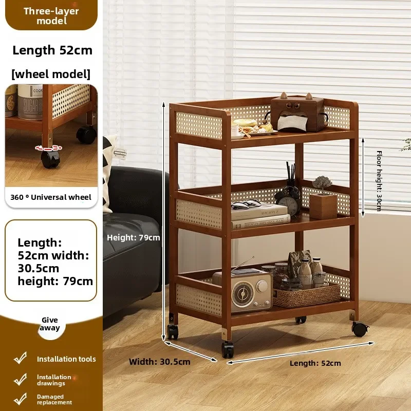 Multi-functional Mobile coffee table trolley baffle rack multi-layer snack storage rack