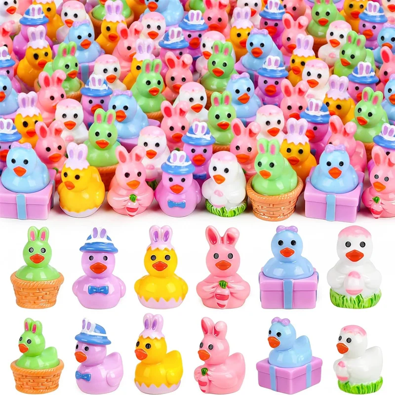 6/12pcs Easter Mini Ducks Miniature Resin Duck Figures to Hide Bulk for Easter Party Favors Home Tabletop Fairy Garden Landscape