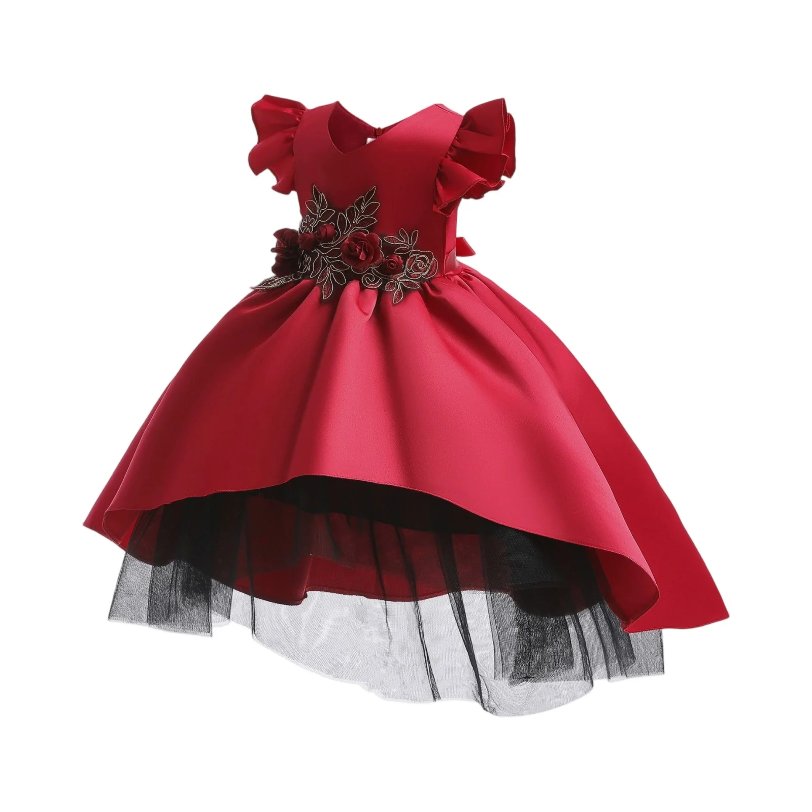 

Fashion Solid Flower Girl Dresses For Weddings Lace Sleeveless Prom Dresses Summer Children Girls Party Dresses 4-10 Years