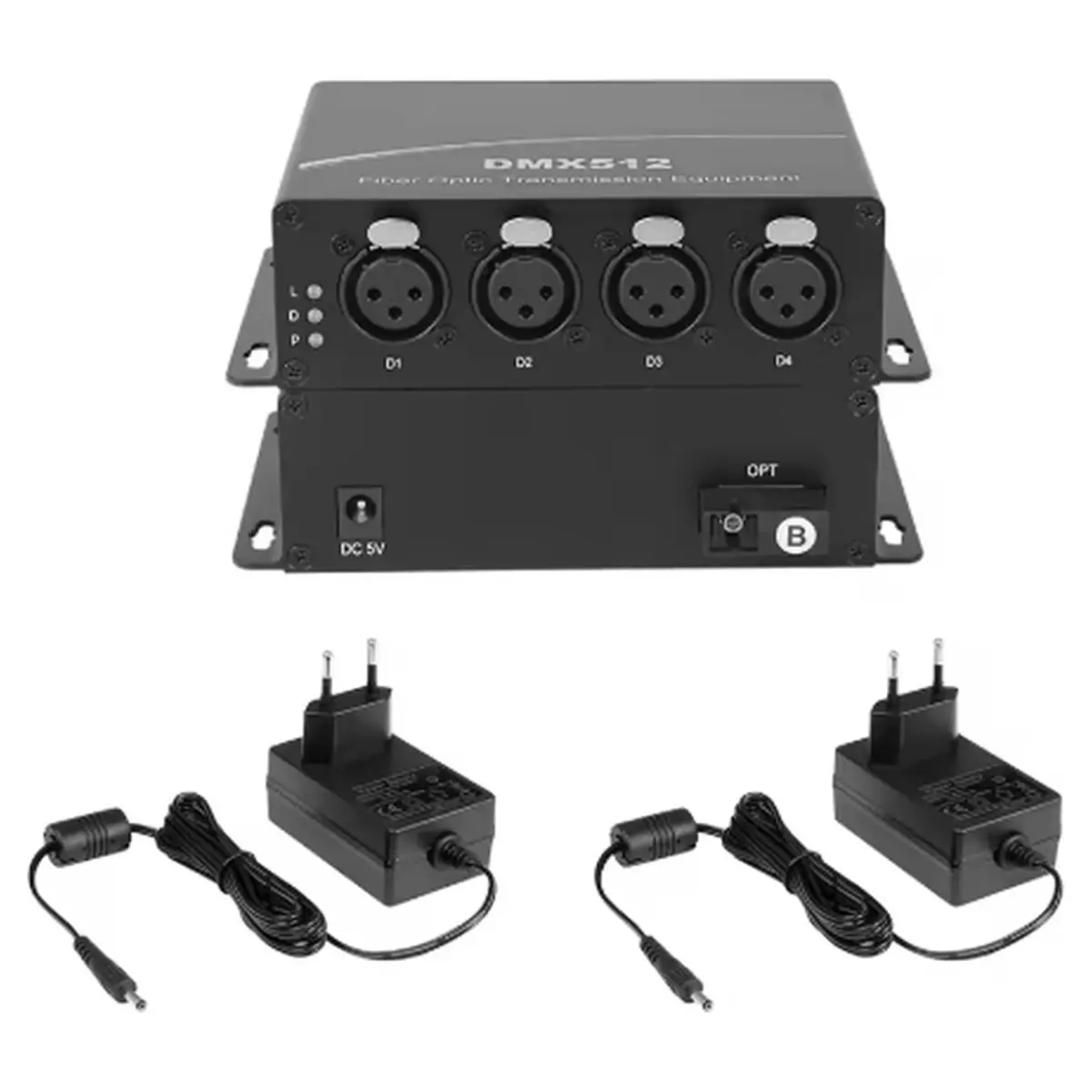 A85P 4-CH DMX512 Fiber Optic Modem XLR 3-Pin Lighting Extender over Single Fiber 20KM SC Interface Zero Delay EU PLUG