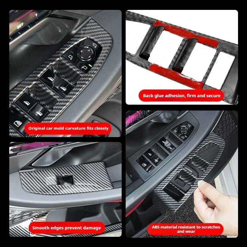LHD Carbon Faser material Für BMW 5er i5 G60 2024 Fenster Glas Hebe Tasten Rahmen Dekoration Abdeckung Trim Auto zubehör