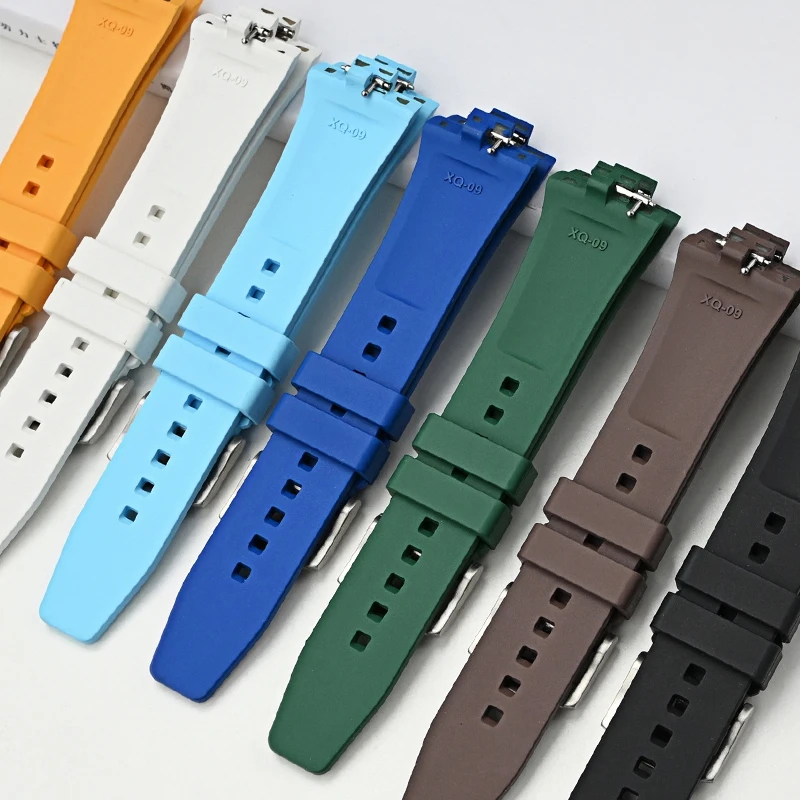 9mm Fluoro Rubber Strap for Citizen NJ0150 NJ0151 0155 0158 Convex Quick Release Men FKM Sport Waterproof Replace Watch Band