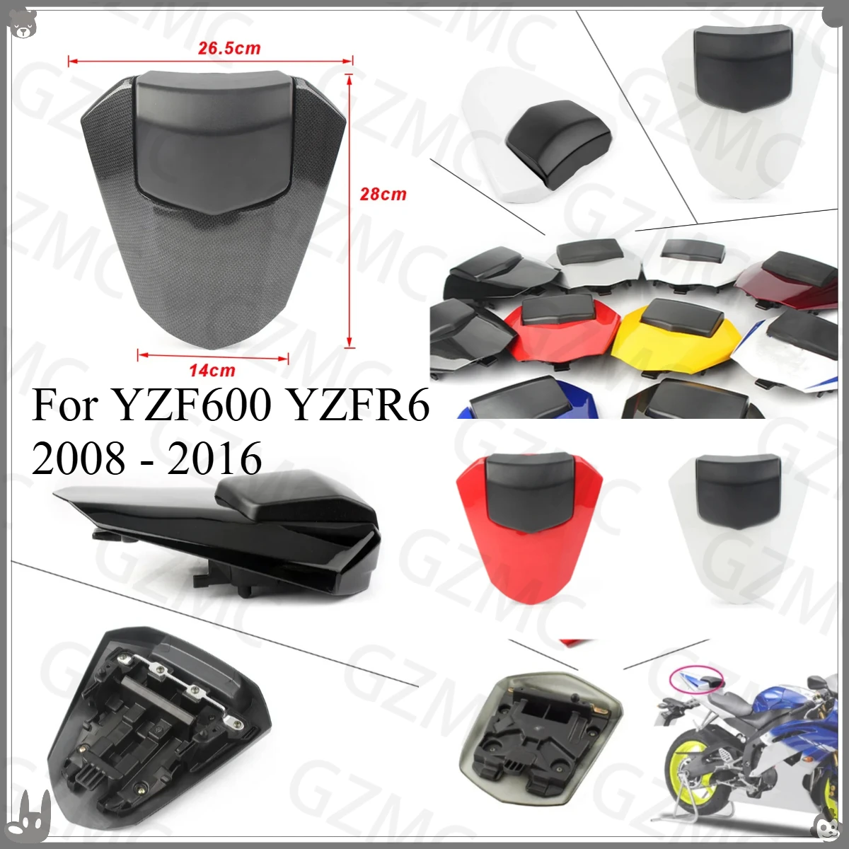 

Motorcycle Rear seat tail cover For Yamaha YZF600 YZF R6 2008 - 2016 Rear Passenger Seat Cover Rear Cover Fairing 2009 2014 2015