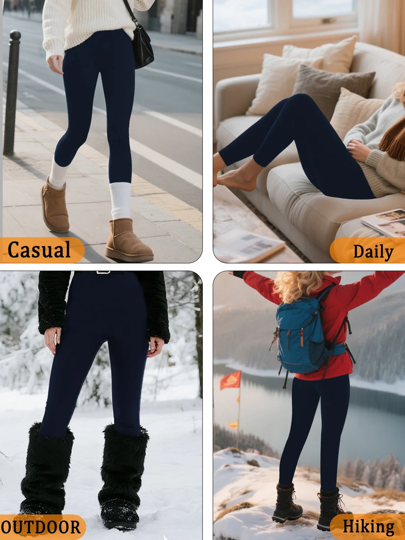 กางเกงเลกกิ้งบุขนแกะสำหรับผู้หญิง ดีไซน์เอวต่ำนุ่มพิเศษ เหมาะสำหรับโยคะ วิ่ง และกิจกรรมในฤดูหนาว