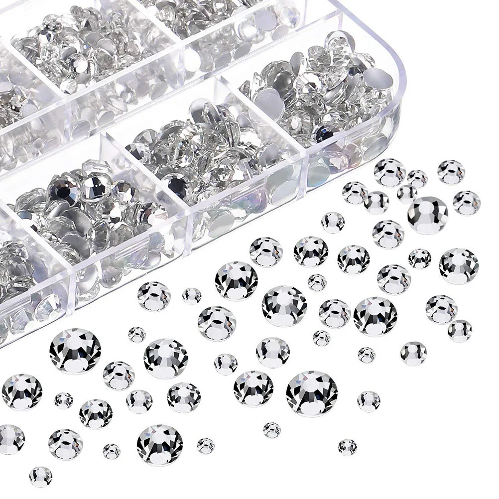 

2000 Pcs Crystal Glass Beads Decorative DIY Kits Necklace Making Jewel Rhinestones Gemstone Mixed Size Flat Back Craft Projects