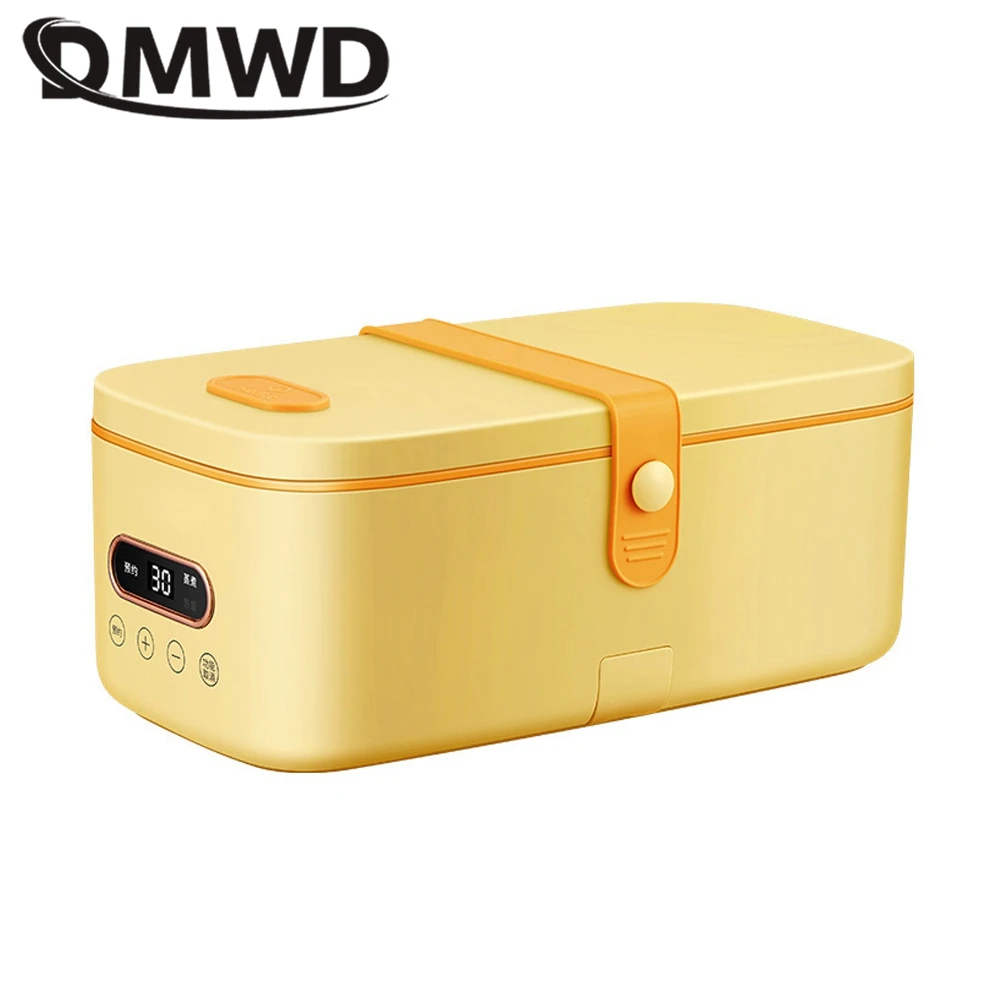 DMWD Electric Lunch Box Portable Rice Cooker Cooking Container Heating Machine 1L Hot Pot Frying Pan Thermal Food Heater Steamer