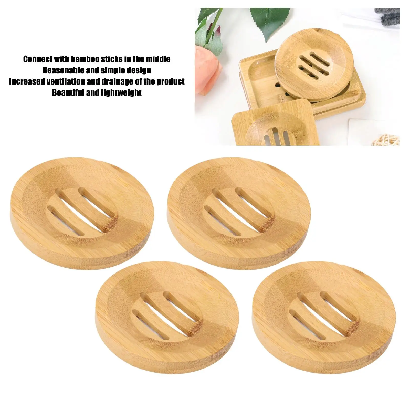 Porta sabão de bambu para banheiro, fragrância leve, delicada, 8cm de comprimento, sem água, textura clara