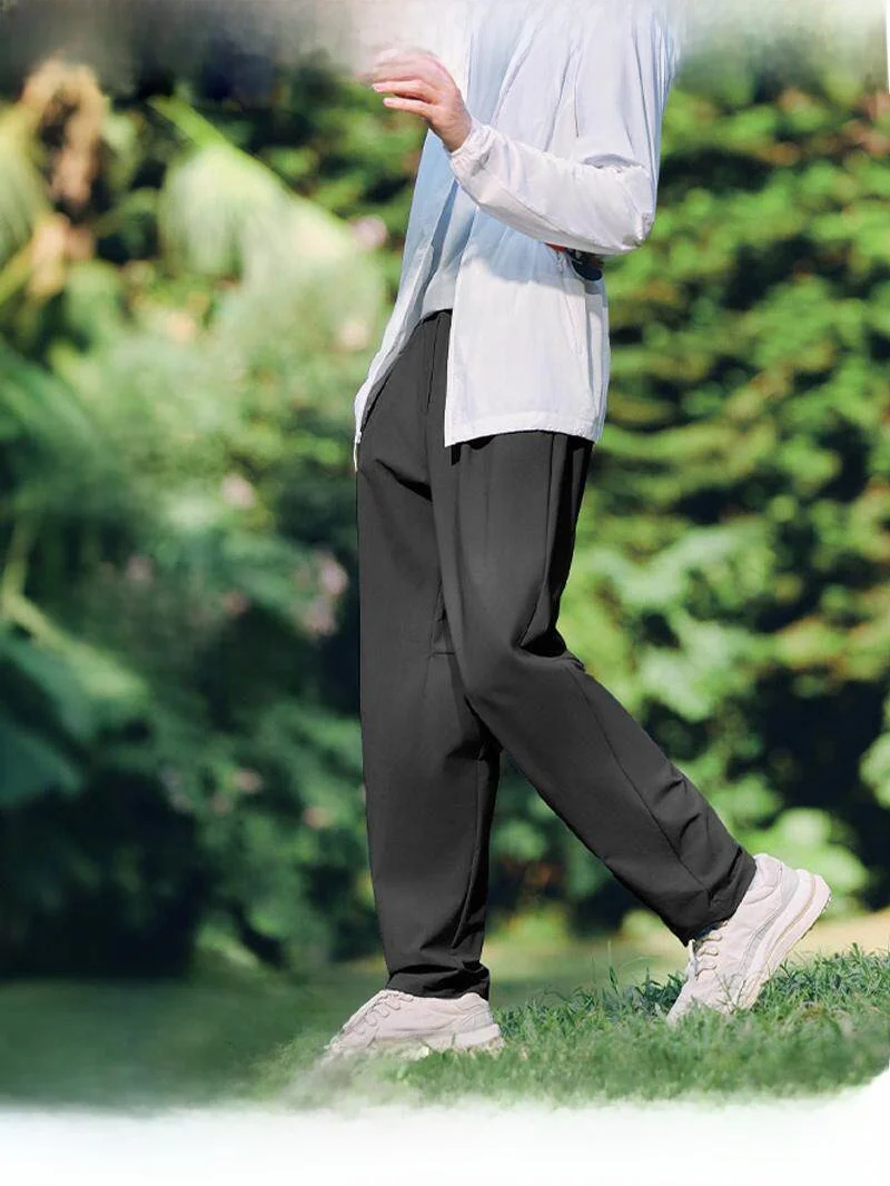 

Loose Men's Casual Pants Tapered Quick Dry Sweat Absorbent Breathable High Elastic Cool Feeling Straight Leg Summer Long Trou...