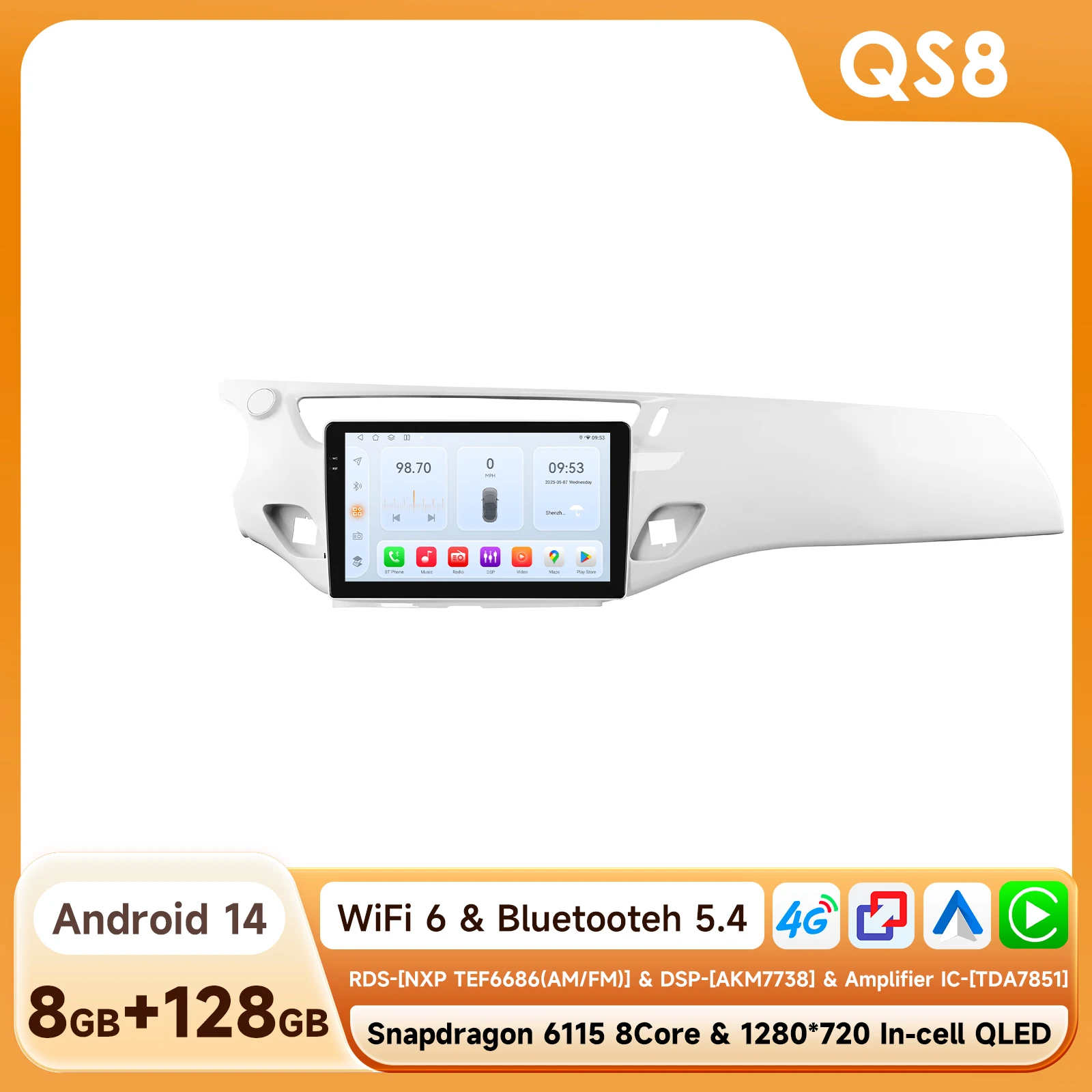 Android autoradio voor Citroen C3 DS3 2010-2016, autoradio met DSP, GPS, Carplay, intelligente multimedia en video via Snapdragon 6115