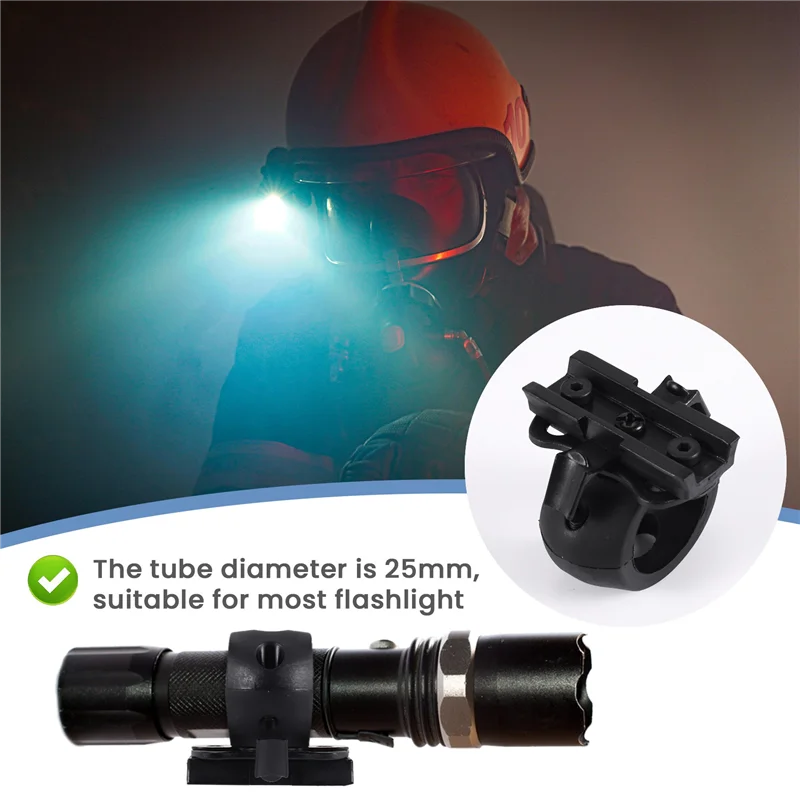 Supporto per morsetto per torcia ABNP a sgancio rapido per casco veloce universale (FAST, MICH, IBH, ecc. Con casco ferroviario) Diamet 2,5 cm