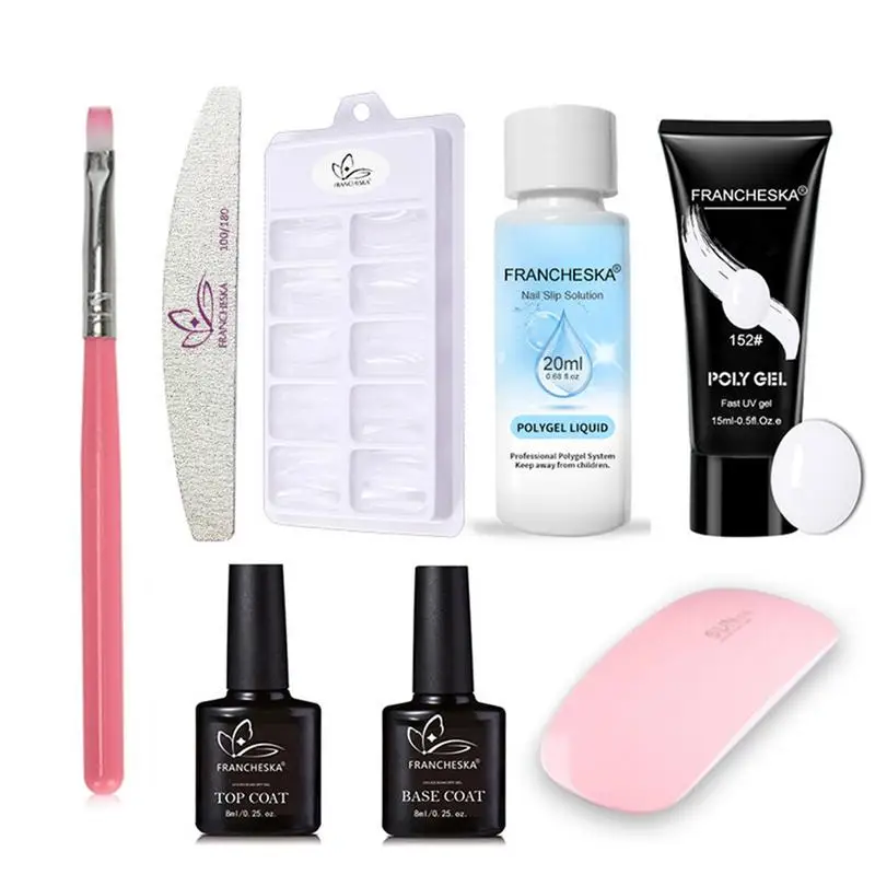 Gel Glue Nail Kit com Ferramentas de Manicure, LED Hard Gels Builder, Nail Extensão, Fortalecer Nail Gel, Arte