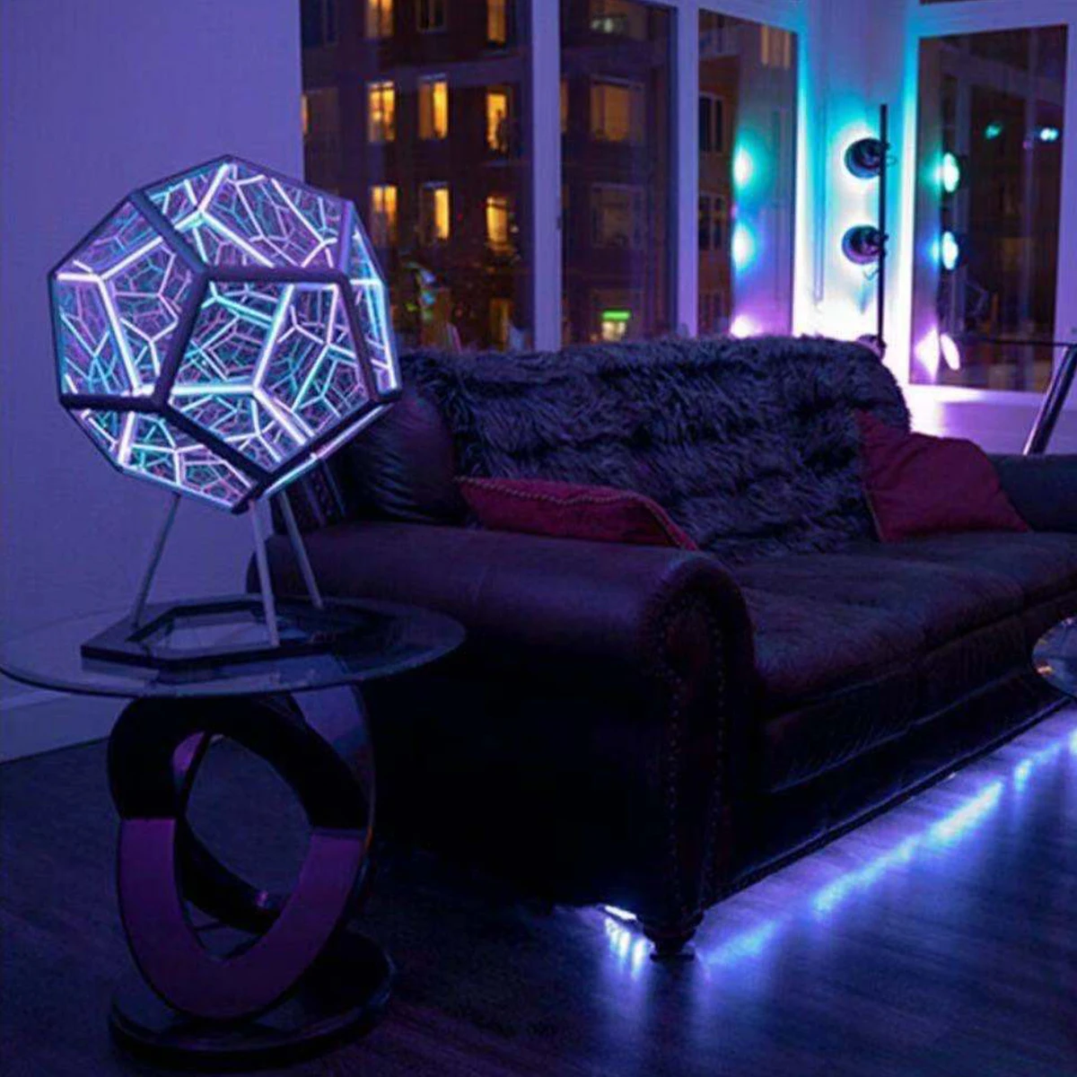 Dodecaedron Night Lights Creative Cool Color Art Lights Geometry Spiral Space Lamp Home Desktop Decoration decorazioni natalizie