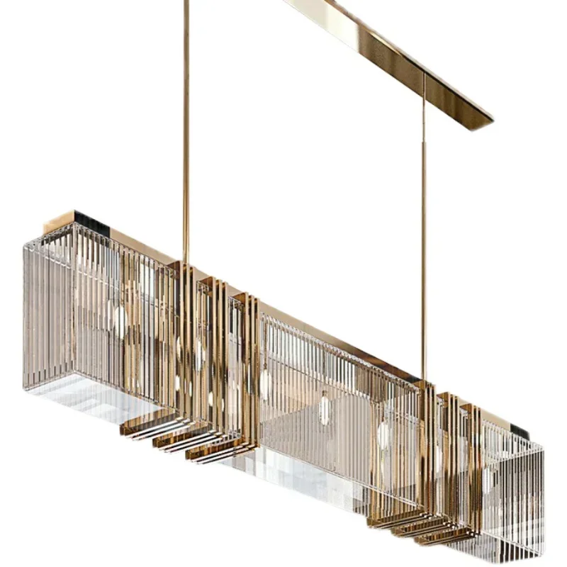 

Oblong Dining Room Light Luxury Crystal Chandelier Office Strip Living Simple Nordic Hanging Lamp Interior