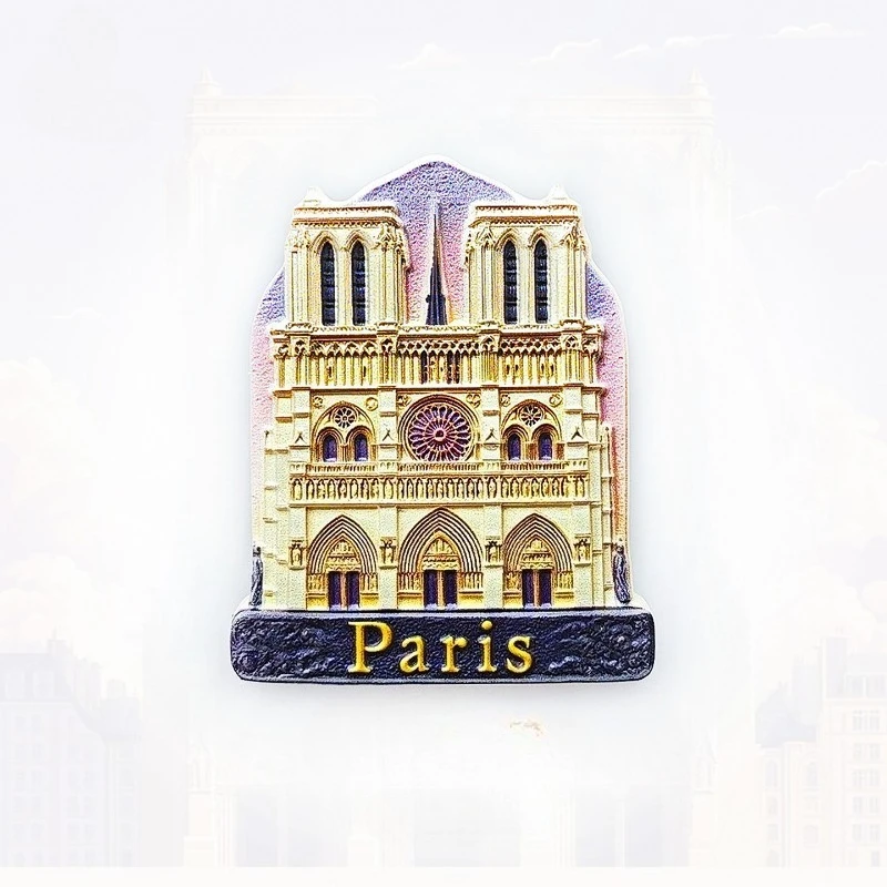 

Notre Dame De Paris Fridge Magnet - 3D Gothic Architecture Souvenir Handcrafted Stone Texture Unique European Gift