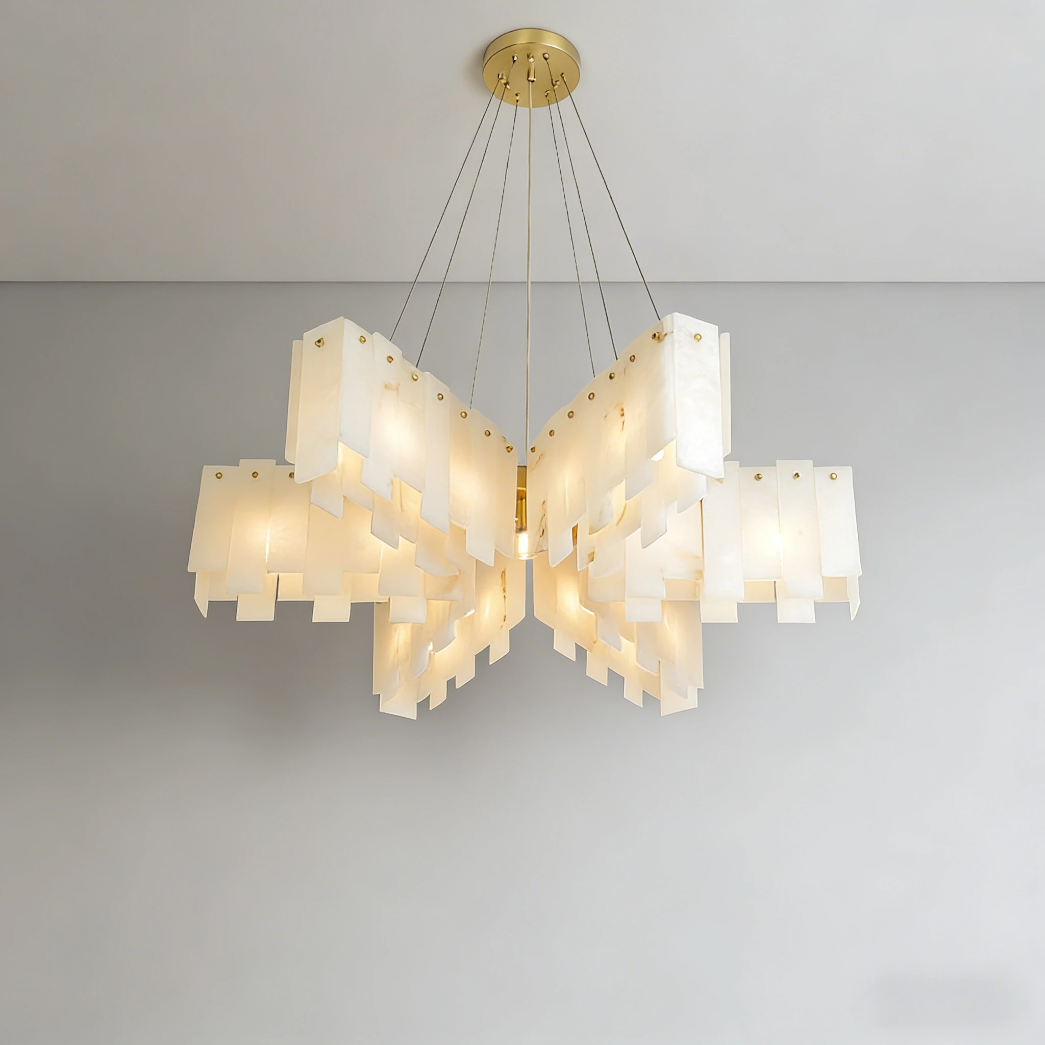 

Цельномедная люстра из натурального испанского мрамора, современное освещение для гостиной, спальни и столовой, декор для дома, алебастр