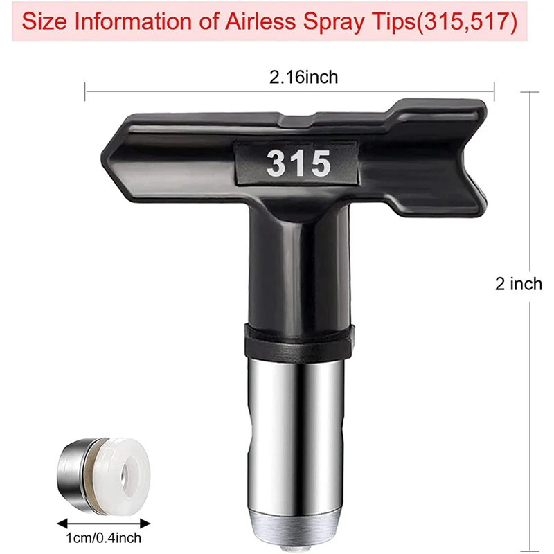 Airless Paint Sprayer With 2Pcs Paint Spray Tip (315,517) And Nozzle Guard + 2Pcs Airless Spray Filter For Pump Sprayer