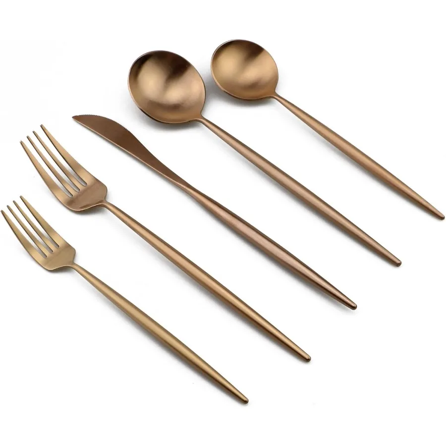 

Роскошный набор столовых приборов из нержавеющей стали 18 10, 20 предметов из розового золота с матовой отделкой для 4 человек
