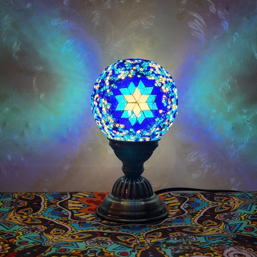 Tabletop Art Decoration Mosaic Table Lamp Switch Control Lamparas De Mesa Turkish Night Lamp For Home Cafe Store Decoration