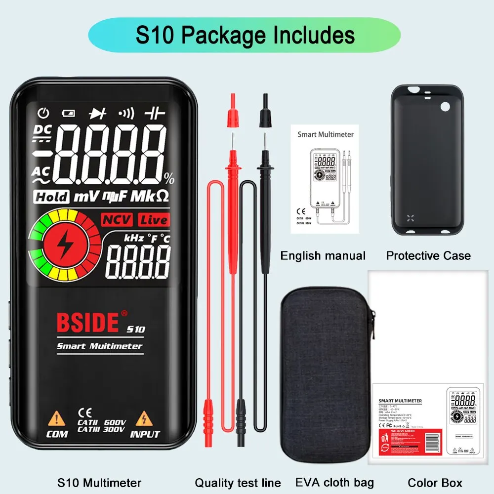 BSIDE Digitale Multimeter Slimme Elektricien Tester USB Charge T-RMS DC AC Spanning Capaciteit Ohm Hz NCV Professionele Multitester