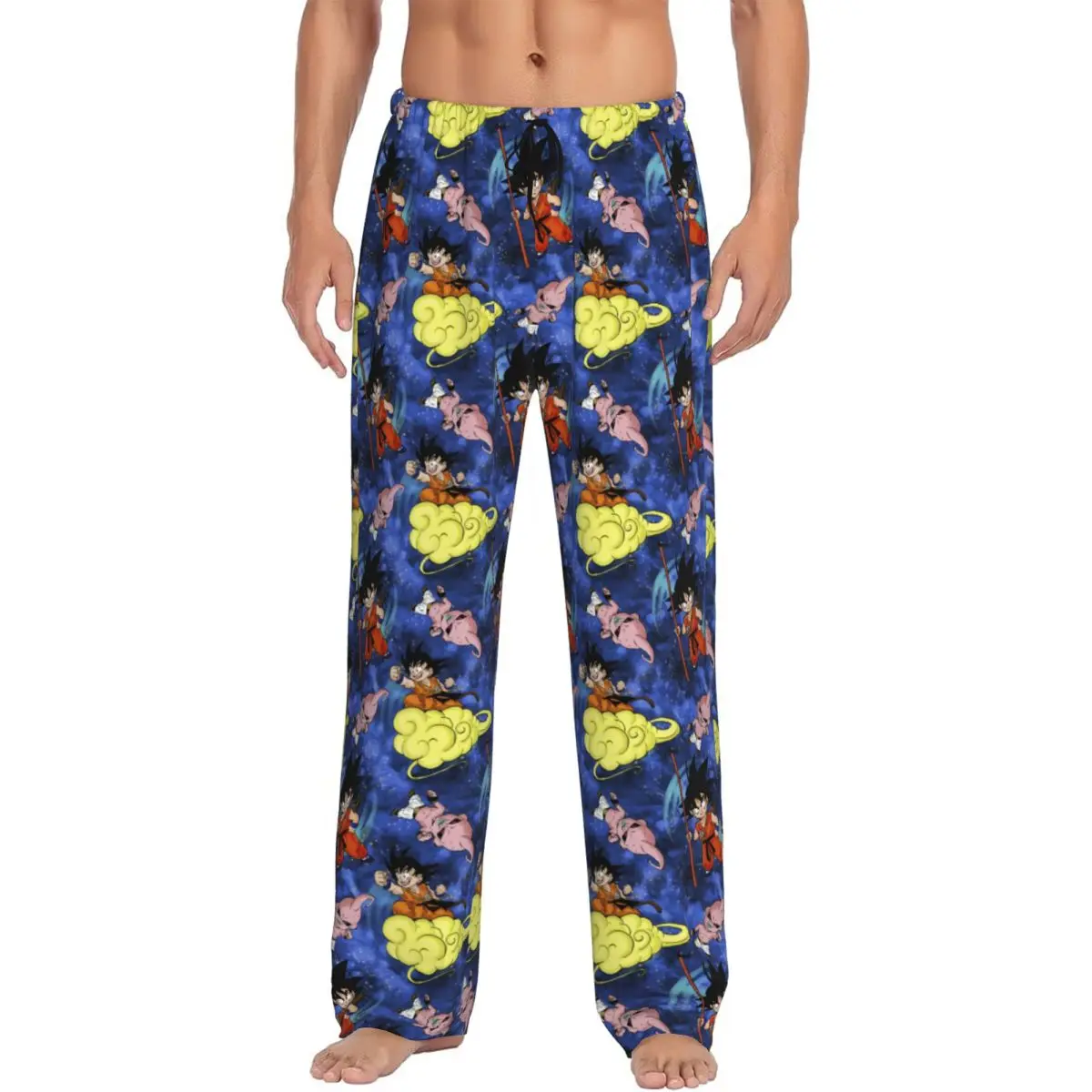 

Мужские пижамные штаны D-Dragon B-Ball Z Gokus в японском стиле, с принтом научно-фантастической анимации, для сна и отдыха, эластичные, с карманом