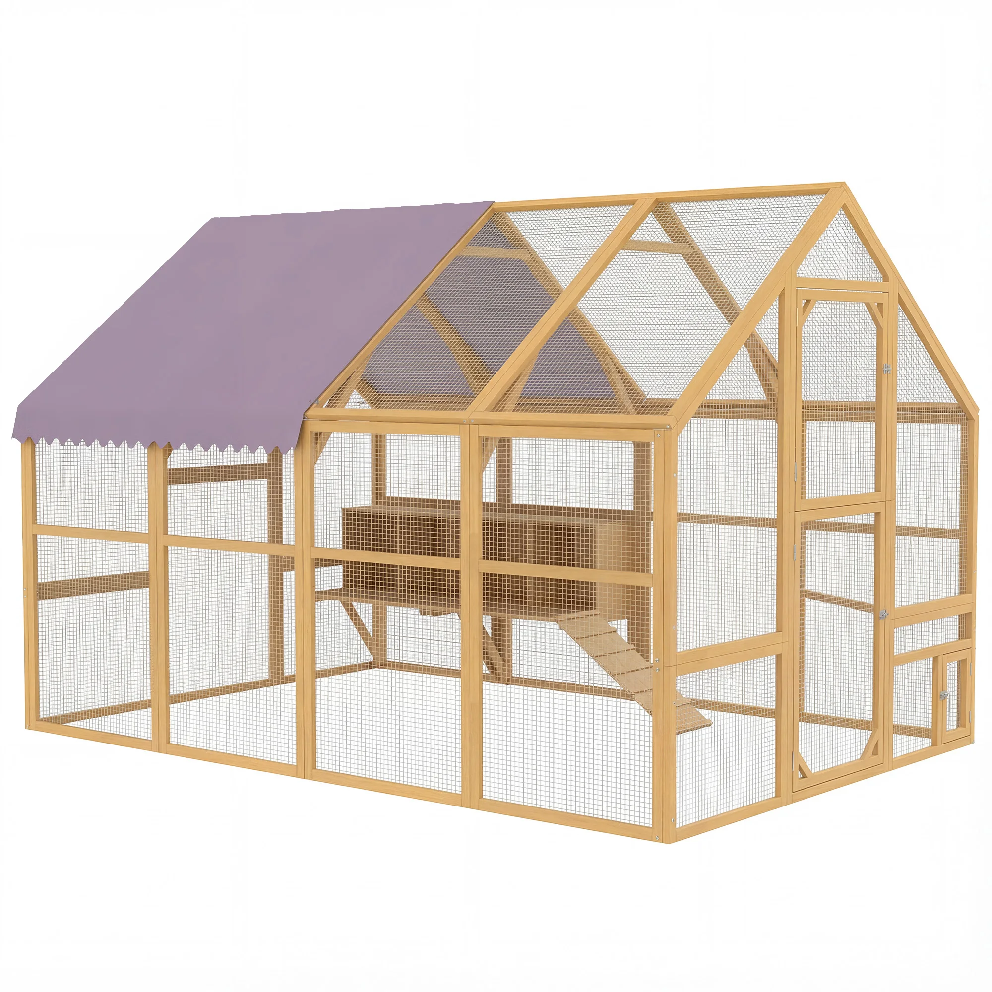PawHut, pollaio per polli, 5,2 m² circa. 2,8 x 1,8 x 1,9 m Recinto in legno con sistema di libertà di movimento