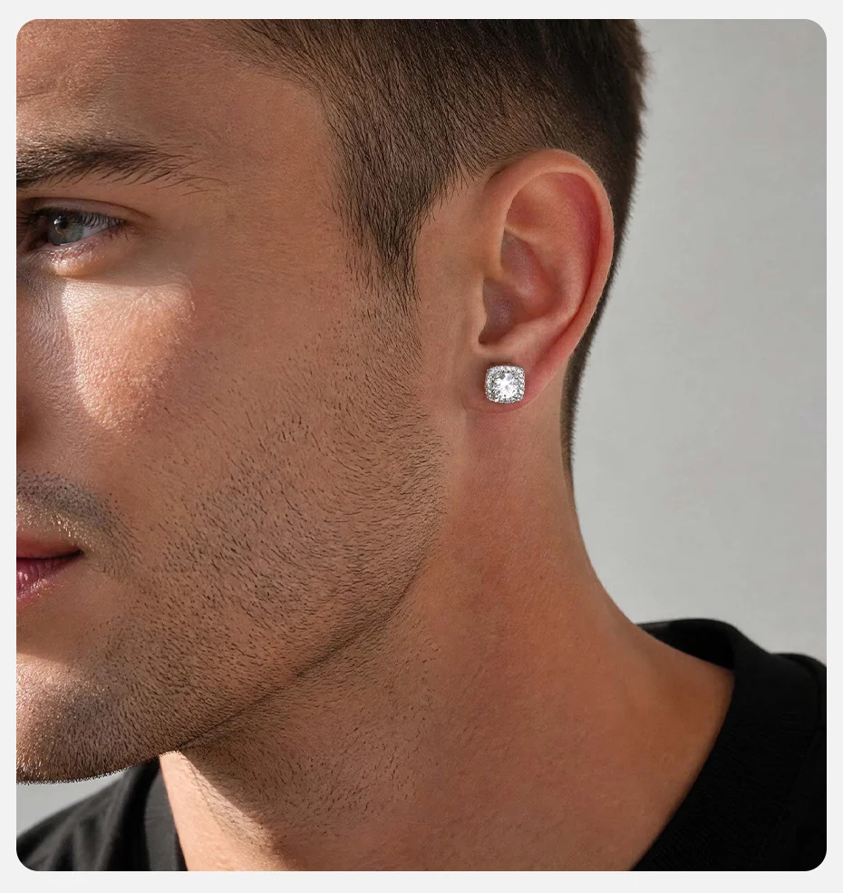 Vnox Quadratische Ohrstecker für Männer, Kupfergrün-Blaue Klare Zirkon-Ohrstecker, Klassischer Minimalistischer Hip-Hop-Schmuck als Geschenk für den Alltag – Detail 4
