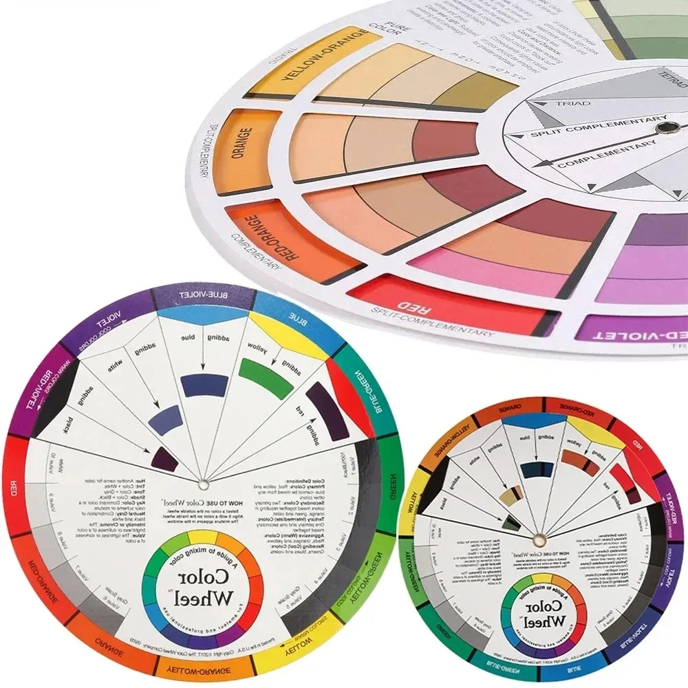 Creative Color Wheel, Paint Mixing Learning Guide, Art Class Teaching Tool for Makeup Painting Tattoo,Blending Board Chart Color
