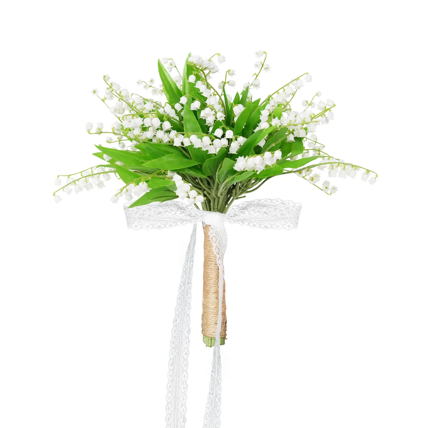 lily of the valle Bridal Bouquet White flower Green Leaf Hand Bouquet Wedding Decoration Artificial Flower Bride Flower Bouquet