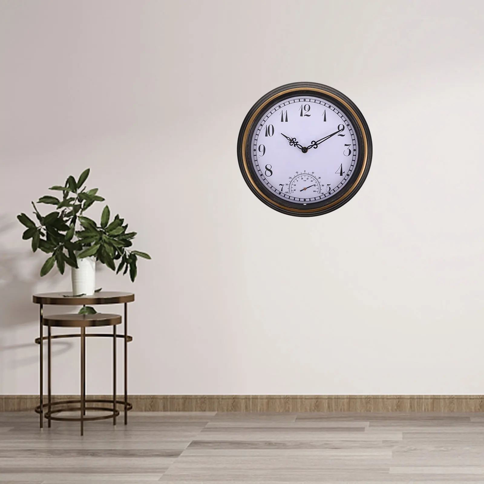 

Waterproof Wall Clock Thermometer Decorative Hanging Living Room Office Vintage Plastic Material Long Lasting Indoor Outdoor Use