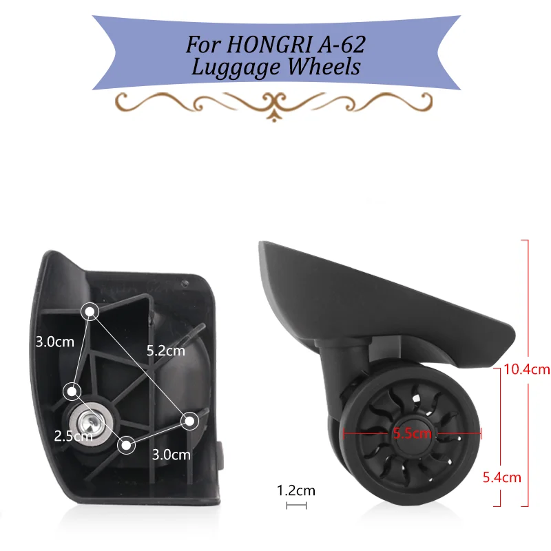 เหมาะสําหรับ HONGRI A-62 กระเป๋าเดินทาง Universal ล้อกระเป๋าเดินทางอุปกรณ์เสริมอะไหล่สําหรับรถเข็นล้อเปลี่ยนซ่อม