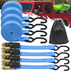 6M Ratchet Tie Down Straps with Padded Handles 2646 LB Break Strength Safety Lashing Belt Lock S Hooks for Cargo Motorcycle RV