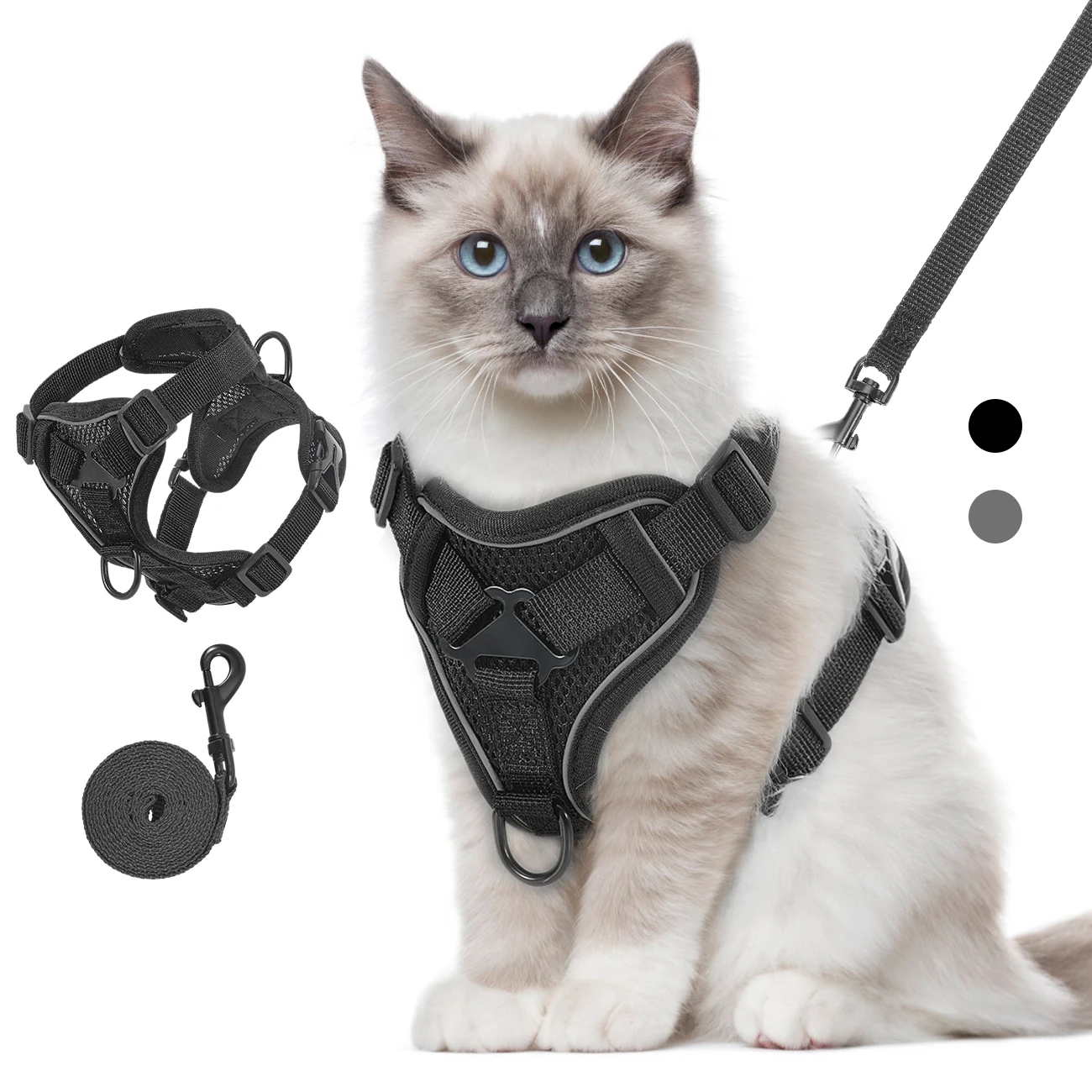 Cat Harness And Leash Set Reflective Adjustable Mesh Vest_voghion.com