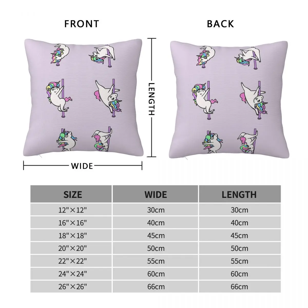 Unicorn Pole Dancing Club Square Pillowcase Pillow Cover Polyester Cushion Decor Comfort Throw Pillow for Home Car