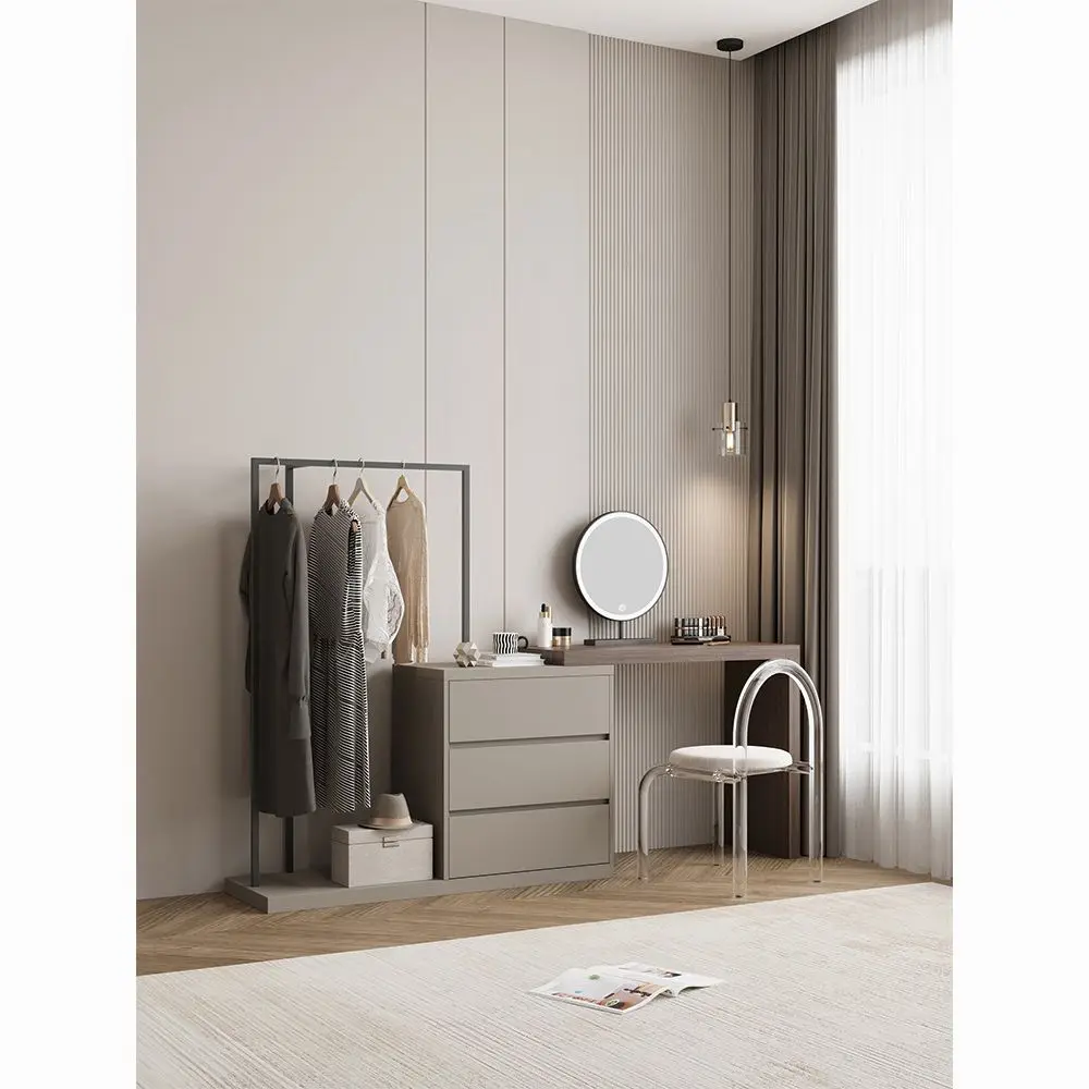 Small apartment solid wood dresser, bedroom bedside coat rack integrated storage locker, floor hanging hanger