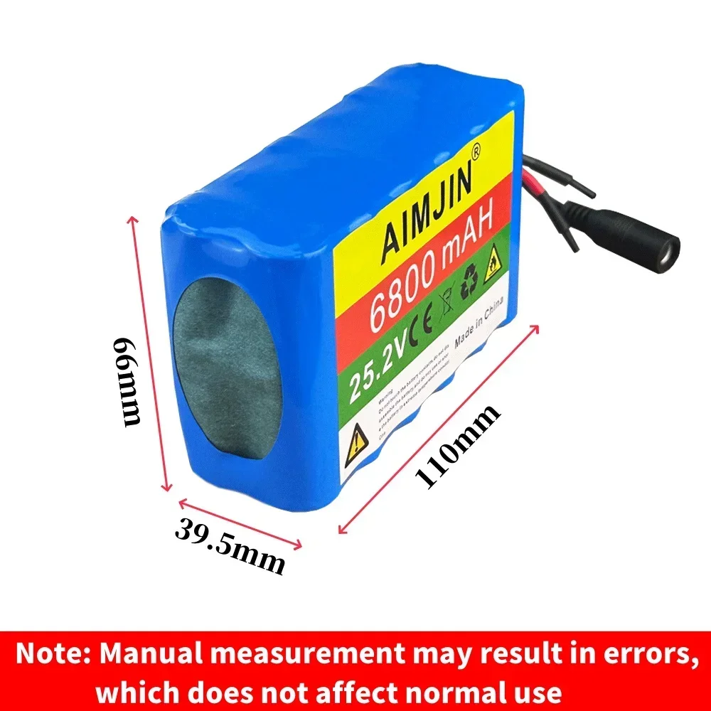 New 18650 6S2P 25.2V 6800mah Li-Ion rechargeable battery pack suitable for electric bicycle moped with BMS+25.2V 2A charger