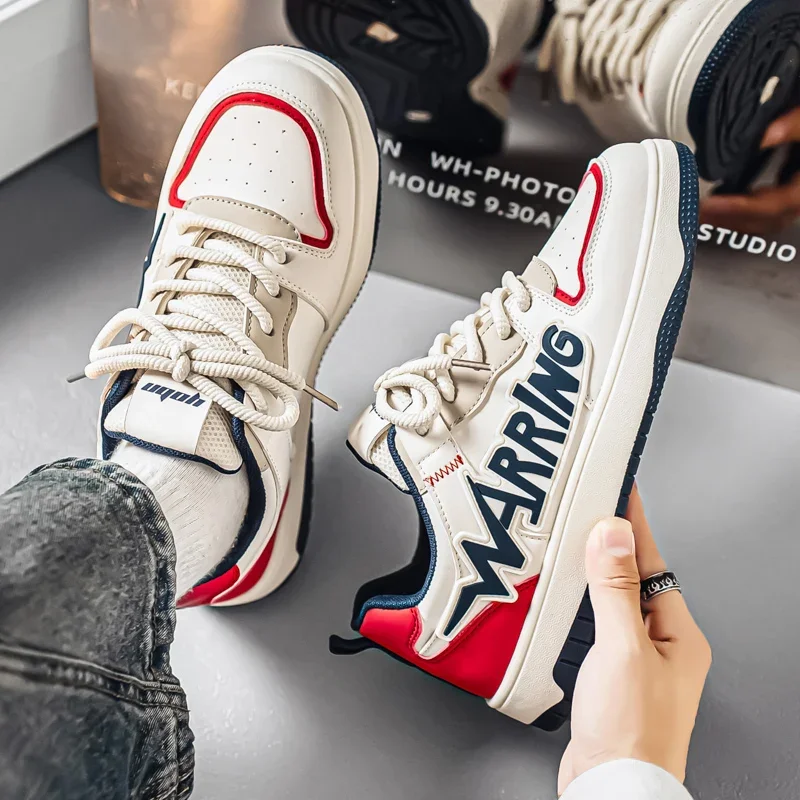 

Fashion Men Luxury Platform Skateboard Sneakers White Designer Skateboard Shoes Men Streetwear Hip Hop Sneakers Men Basket Homme
