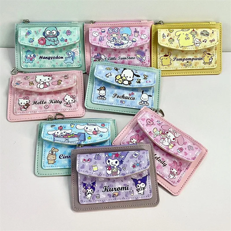 Sanrio New Big-eared Dog Kuromi Cartoon Coin Purse Cute Pochacco PU Card Set Coin Storage Card Package Cute Kawaii  Small Wallet