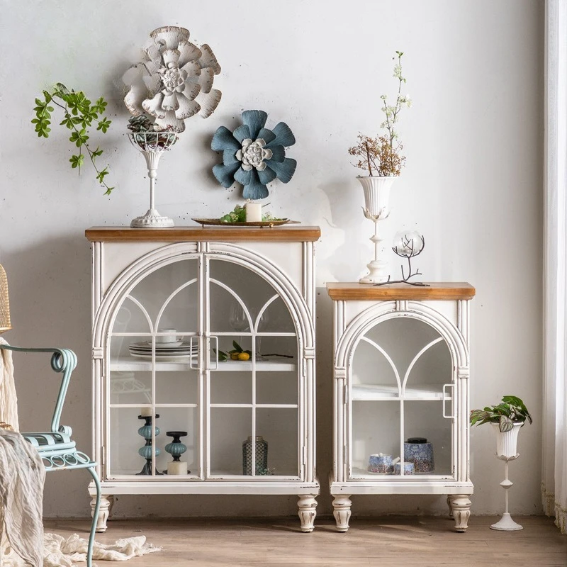 

Old foyer shoe cabinet living room white sofa side double door tea hotel decorative dining side