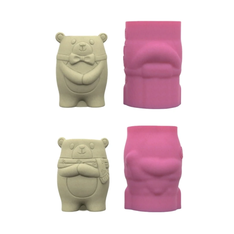 2023 New Elegant Bear Garden Pots Mold Silicone Mould Sturdy Crafting Supplies Portable for Patio and Balcony Decoration