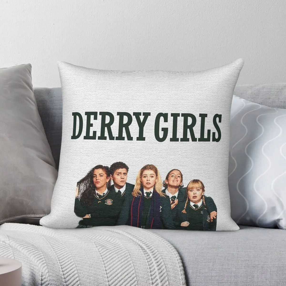 Наволочка Derry Girls Londonderry Square из полиэстера, льна и бархата с принтом, на молнии, декоративная, для дома, чехол для подушки
