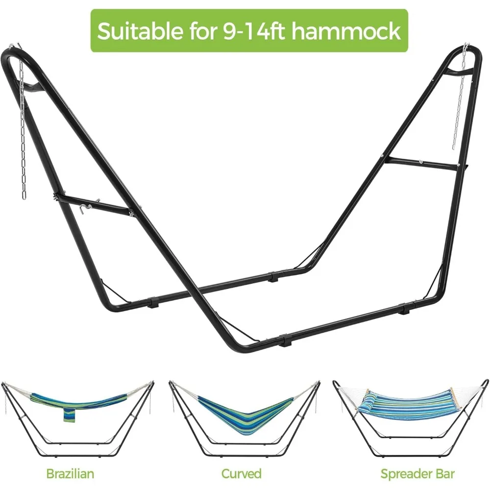 Universal Hammock Stand, Heavy-Duty Double-pipe Steel Hammock Stand for 9-14.5 Ft Hammocks, 475 Lb Capacity and Capable