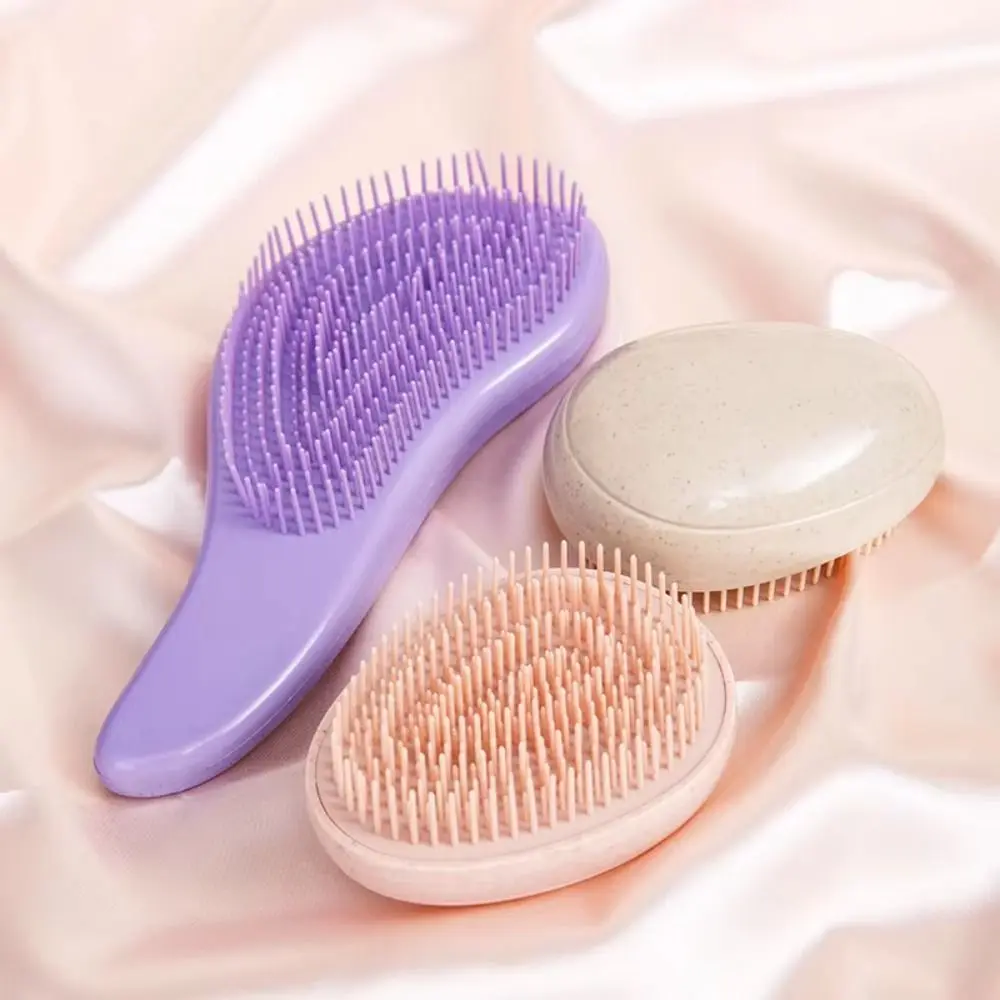 

T/Egg Shape Wheat Straw Comb Set Portable Anti-Static Hair Styling Brush Set Dry and Wet Dual-purpose Anti-knotting