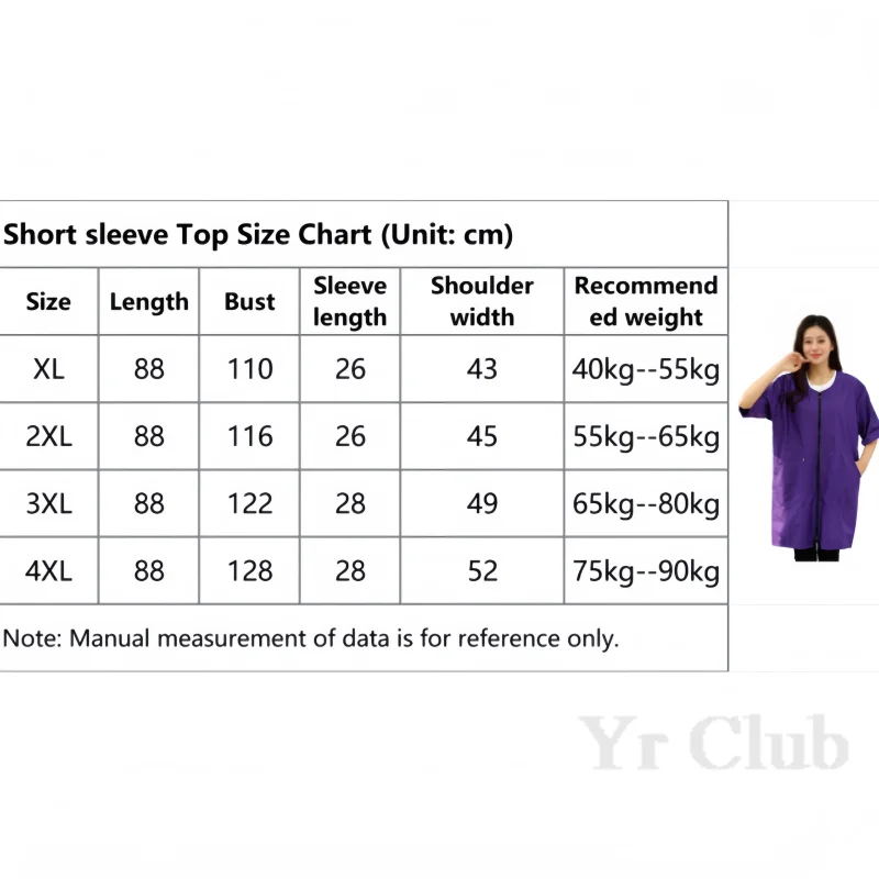 Apron Short Sleeved Fabric Women's Waterproof And Oil Resistant  Kitchen And Home Coat Work Clothes  Pet Clothing Two Way Zipper